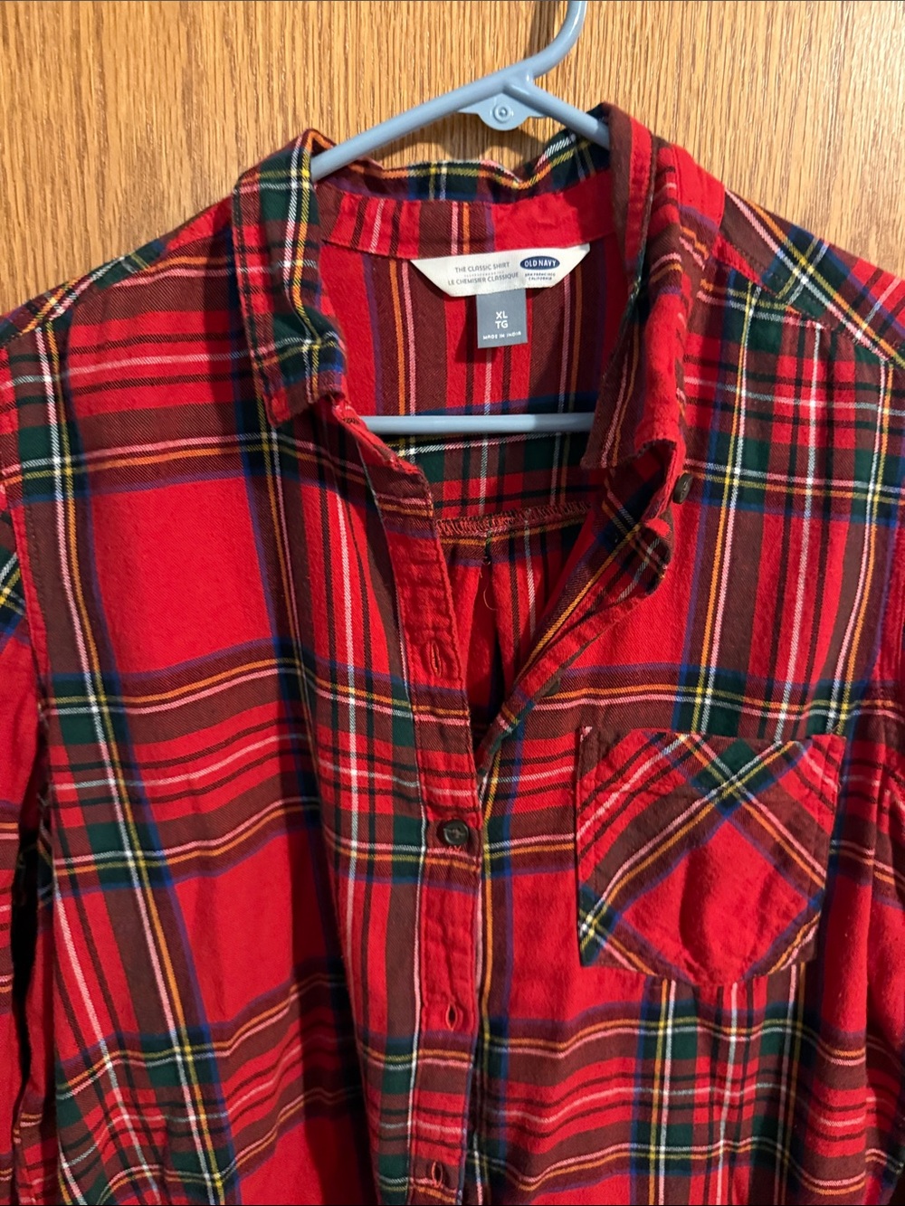 Old Navy Red Plaid Button-Up Shirt for women size XL